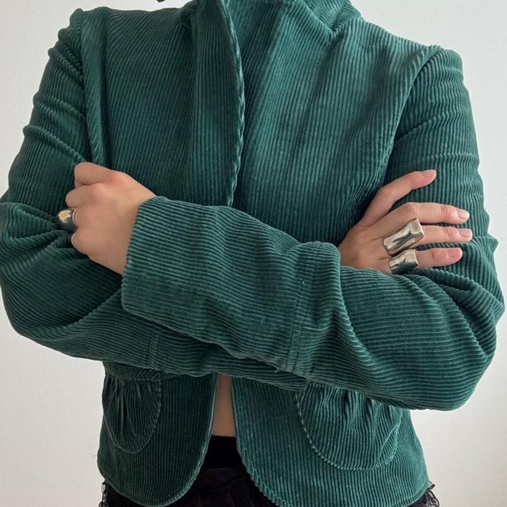 Dollhouse VTG Y2K Teal Corduroy Peplum Blazer Jacket - Size S